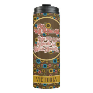 60er & 70er Floral Gelb für Frauen Thermosbecher