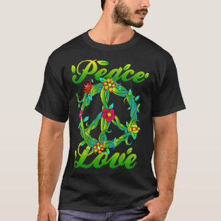 60er 70er Hippie Friedenszeichen T-Shirt