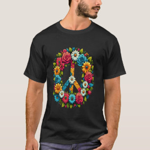 60er 70er Hippie-Kostüm FRIEDENSSYMBOL LIEBE Garte T-Shirt