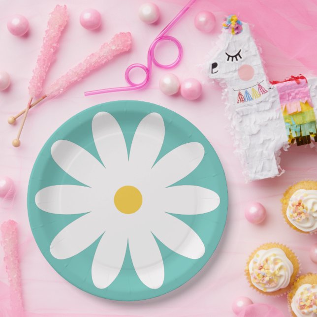 60er 70er Retro-Blume Pappteller (Party)