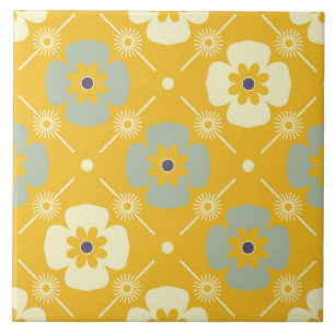 60er 70er Retro-Blumentafel Fliese