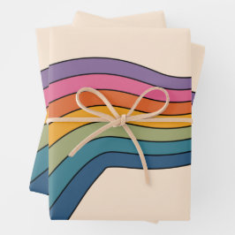 60er 70er Retro Streifen Geschenkpapier Set