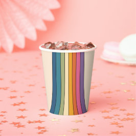 60er 70er Retro Streifen Pappbecher