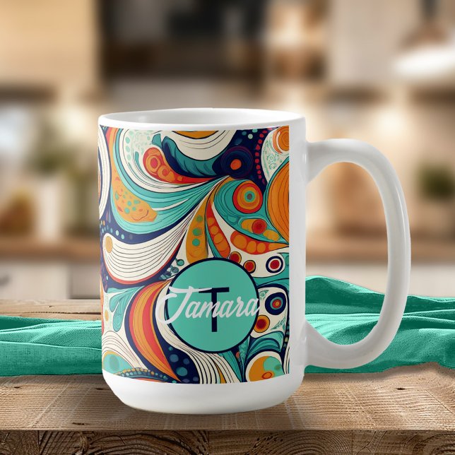 60er 70er Vibe Retro Wirbel Abstrakt Pat#1 ID1069 Kaffeetasse (Von Creator hochgeladen)