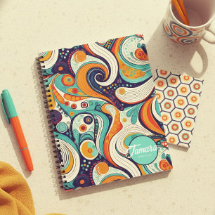 60er 70er Vibes Retro Swirls Abstract Pat#1 ID1069 Notizbuch