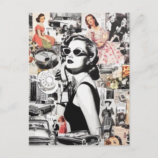 60er Abstrakt Collage Postkarte (Vorderseite)