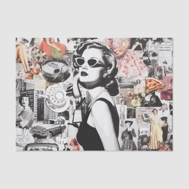 60er Abstrakt Collage Seidenpapier (Vorderseite)