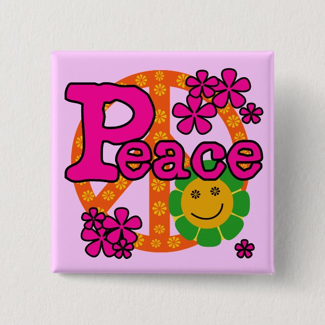 60er Art-FriedensT - Shirts und -geschenke Button (Vorderseite)