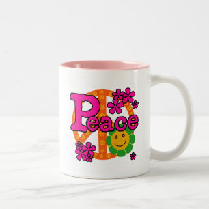 60er Art-FriedensT - Shirts und -geschenke Zweifarbige Tasse
