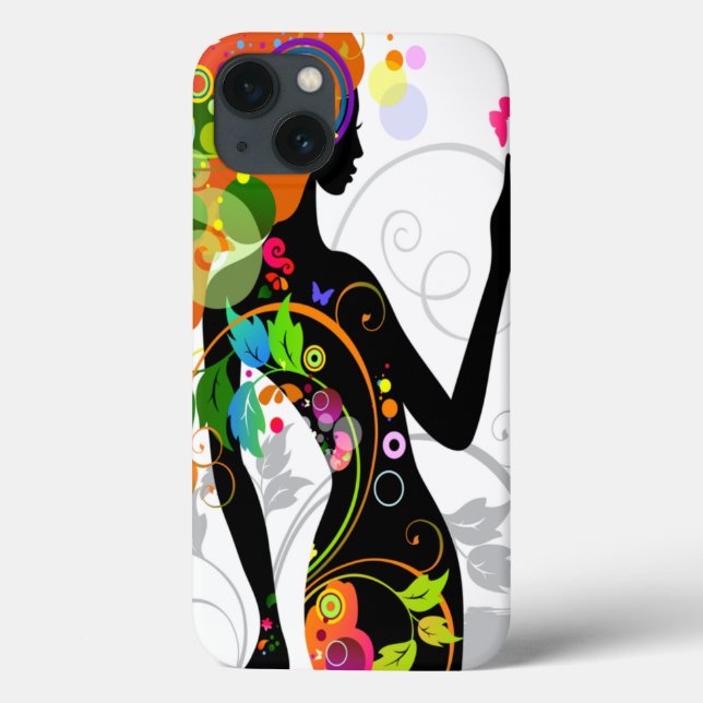 60er Hippie Flower Girl Silhouette Case-Mate iPhone Hülle (Rückseite)