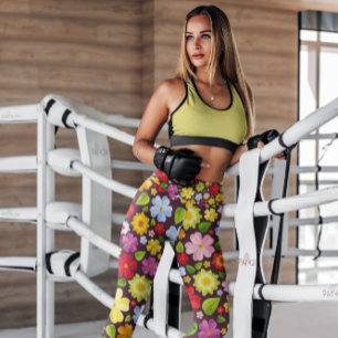 60er Jahre Groovy Blume Power Gemustert   LEGGINGS