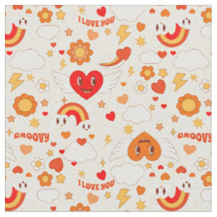60er Jahre groovy Pop-Art-Valentinstag Regenbogen- Stoff