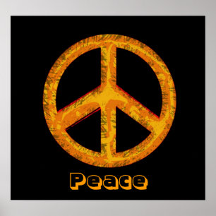 60er Jahre Peace Sign Retro Art Poster