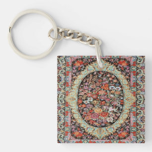 60er Jahre Vintage Persisch Türkisch Floral Blumen Schlüsselanhänger