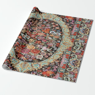 60er Jahre Vintage Persisch Türkisch Floral Decoup Geschenkpapier