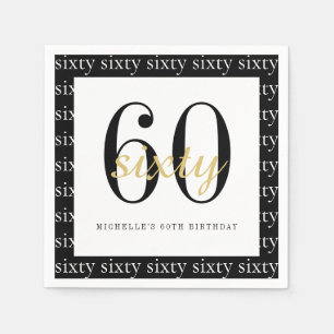 60er Meilenstein Geburtstagsfeier Schwarz Gold Wei Serviette