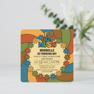 60er Musik Retro Groovy Party Sixties Thema Einladung