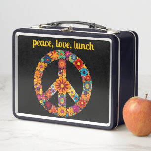 60er Peace Signature Blume Hippy Metall Brotdose