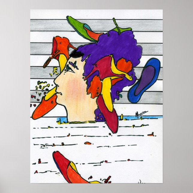 60er Peter Max Schuhe Schaufenster Anzeige Poster (Vorne)