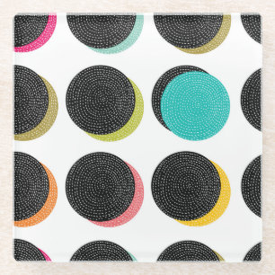 60er Polka Dots: Dekorativer Vintager Cheer. Glasuntersetzer