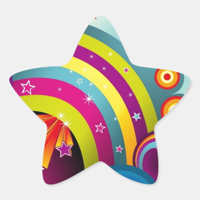 60er Psychedelische Explosion Stern-Aufkleber (Vorderseite)