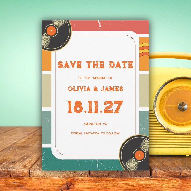 60er Retro Old Music Vinyl Groovy Wedding Save The Date (Von Creator hochgeladen)