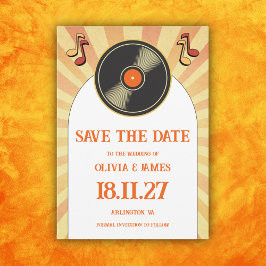 60er Retro Orange Music Vinyl Groovy Wedding Save The Date