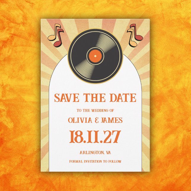 60er Retro Orange Music Vinyl Groovy Wedding Save The Date (Von Creator hochgeladen)