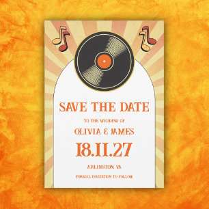 60er Retro Orange Musik Vinyl Groovy Hochzeit Save The Date