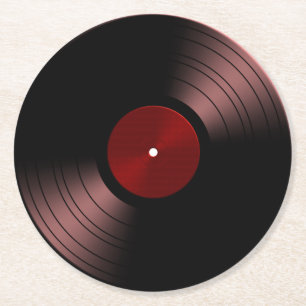 60er Retro Vinyl Record Album Runder Pappuntersetzer