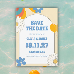 60er Soft Retro Alte Musik Blumen Groovy Hochzeit Save The Date