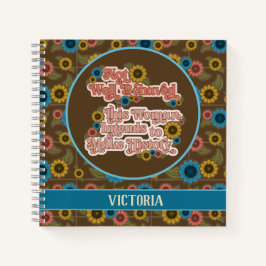 60er und 70er Floral Blue: Frauenförderung Notizbuch