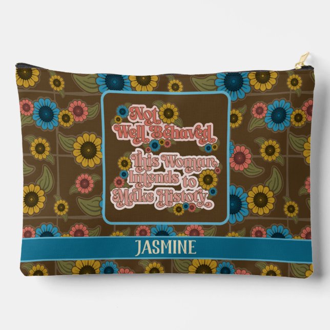 60er und 70er Floral Blue: Frauenförderung Zubehörtasche (Rückseite)