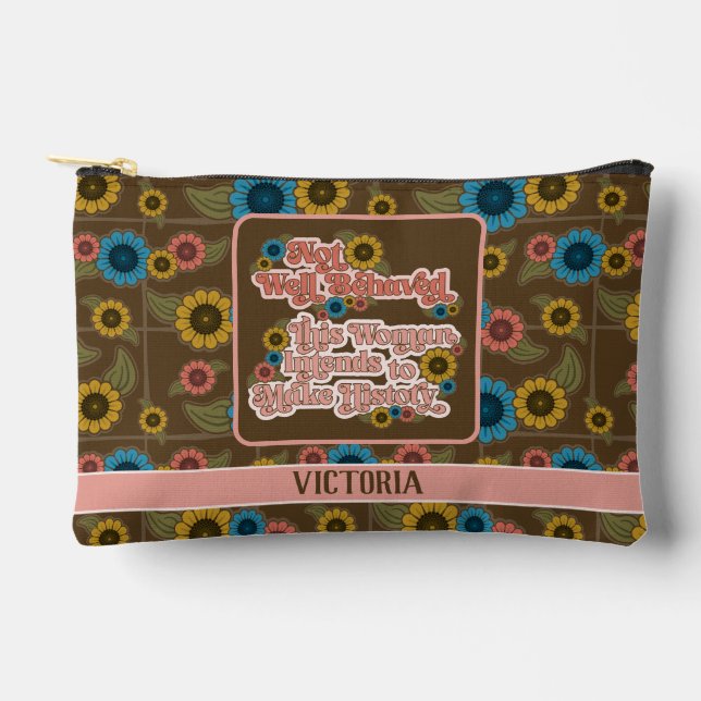 60er und 70er Floral Pink: Frauenförderung Zubehörtasche (Vorderseite)