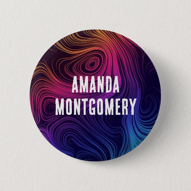 60er Vibe Circles & Wirbel Cooles Muster Button (Vorderseite)