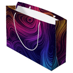 60er Vibe Circles & Wirbel Cooles Muster Große Geschenktüte