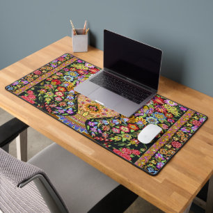 60er Vintag Persisch Türkische Blume Kilim Schreibtischunterlage