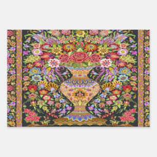 60er Vintag Persisch Türkisches Blumenmuseum Geschenkpapier Set