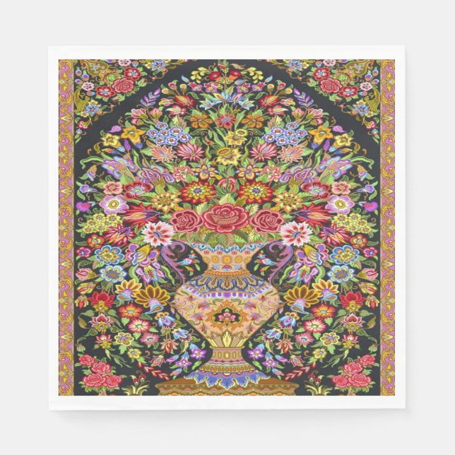 60er Vintag Persisch Türkisches Blumenmuseum Serviette (Vorderseite)