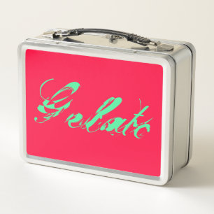 60ies 60s 60er Style Gelato Ice neon-pink-green Metall Brotdose