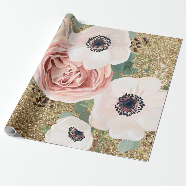 60lb Umschlagpapier Roll Geometric Garden Rose Geschenkpapier (Ungerollt)