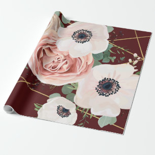 60lb Wrapping Paper Roll Geometric Garden Wein Geschenkpapier