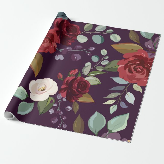 60lb Wrapping Paper Roll Plum Lila Rose Gold Ge Geschenkpapier (Ungerollt)