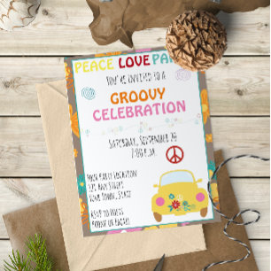 60's Hippie Party Invitation Einladung