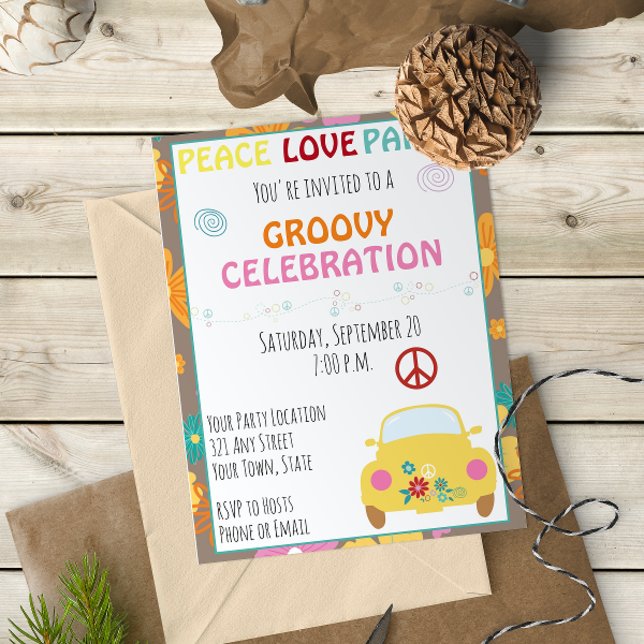 60's Hippie Party Invitation Einladung (Von Creator hochgeladen)