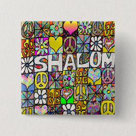 60s Psychedelic Shalom LOVE Button