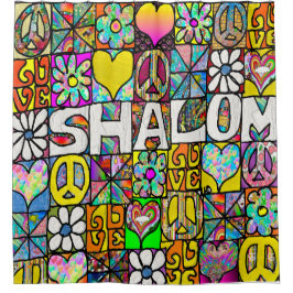 60s Psychedelic Shalom LOVE Duschvorhang