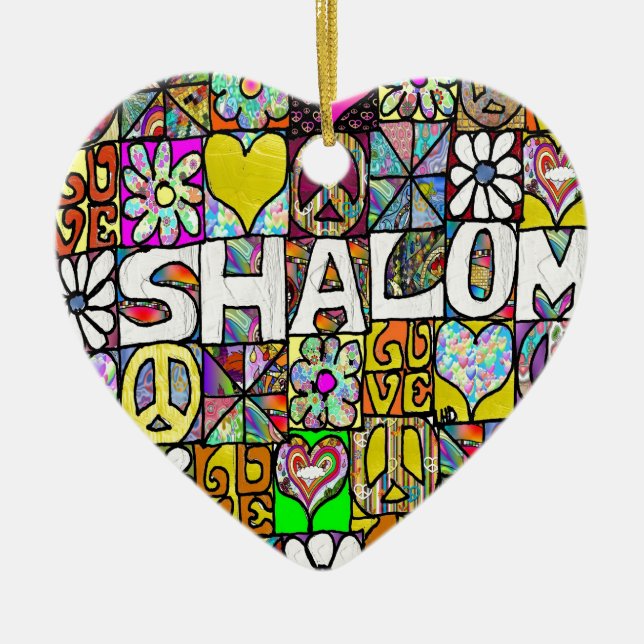 60s Psychedelic Shalom LOVE Keramik Ornament (Vorne)