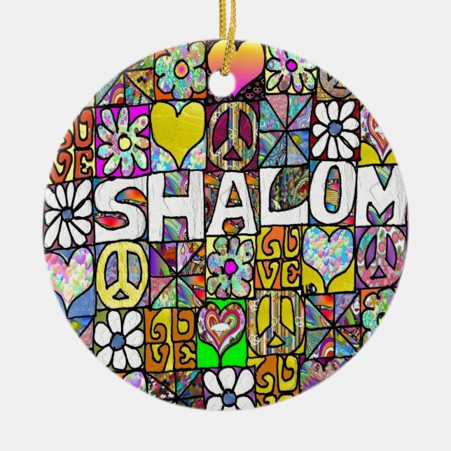 60s Psychedelic Shalom LOVE Keramik Ornament (Vorne)