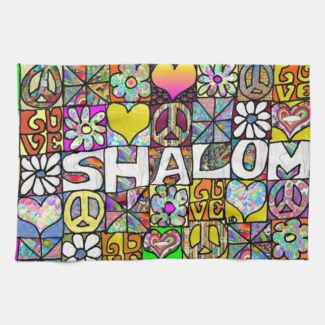 60s Psychedelic Shalom LOVE Küchentuch (Horizontal)
